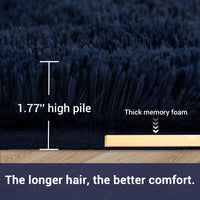 Garvee Fluffy & Sheepskin Pure Navy Blue 3x5 Faux Fur Rug, Non-Shedding Anti-Slip Plush for Kids Playroom Classroom Dining Room