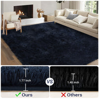 Garvee Fluffy & Sheepskin Pure Navy Blue 2x6 Faux Fur Rug, Non-Shedding Anti-Slip Plush for Kids Playroom Classroom Dining