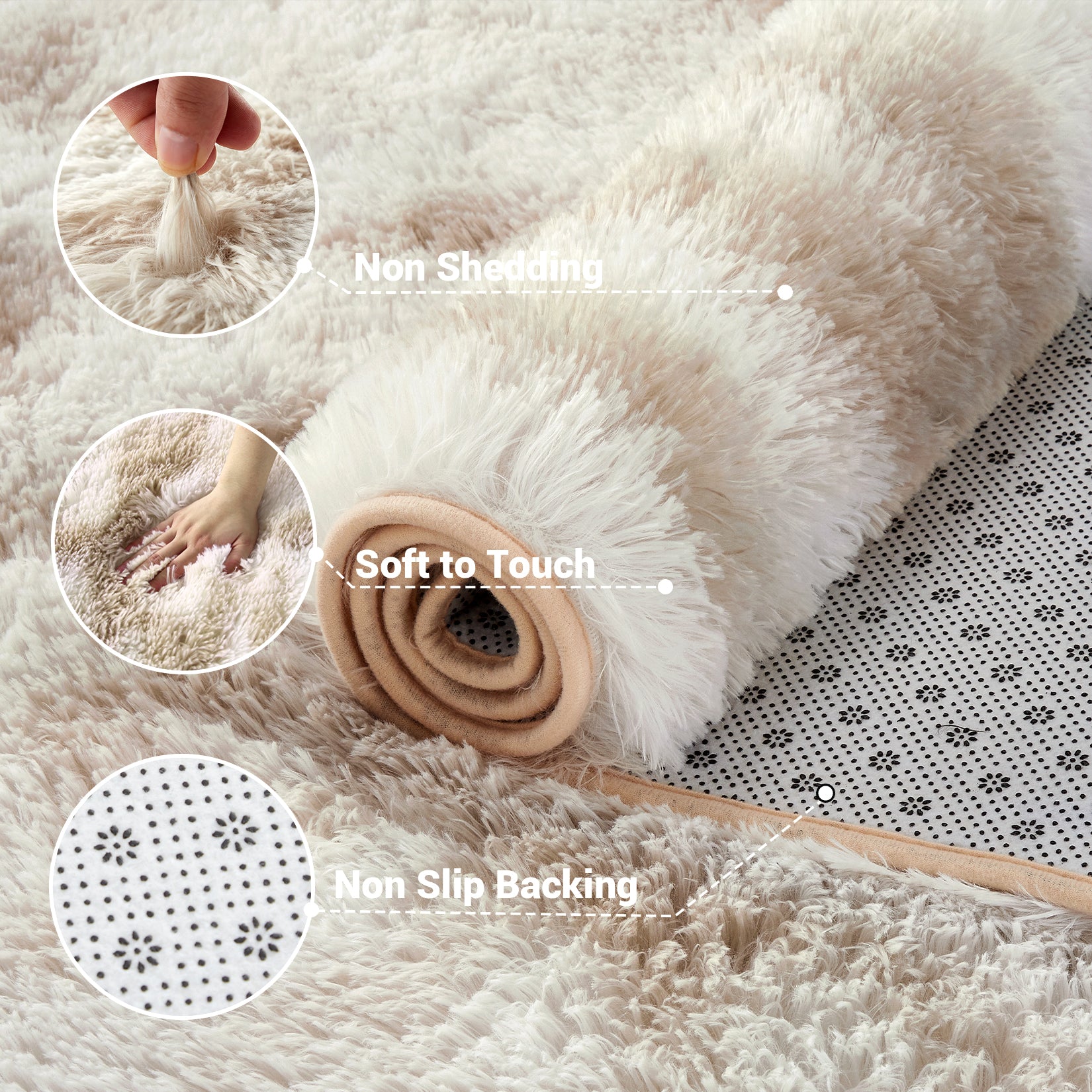 Garvee Fluffy & Sheepskin Light Coffee 8x10 Area Rugs for Bedroom Plush Rug Fuzzy Rug Living Room Rugs Non-Slip Rug for Living Room Bedroom Dining Room Office
