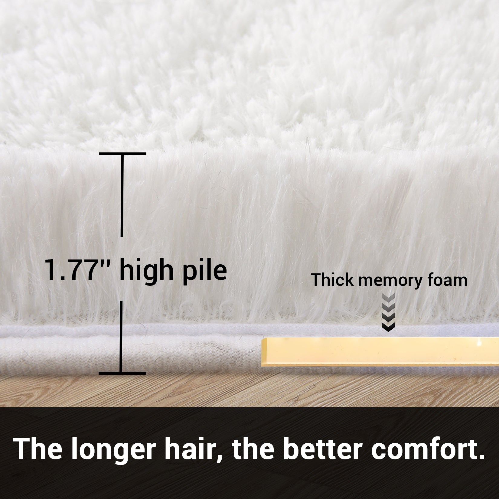 Garvee Fluffy & Sheepskin White 2x6 Shag Runner Rugs, Plush Fluffy Non-Slip for Bedroom Hallway Beside Kids Nursery Room