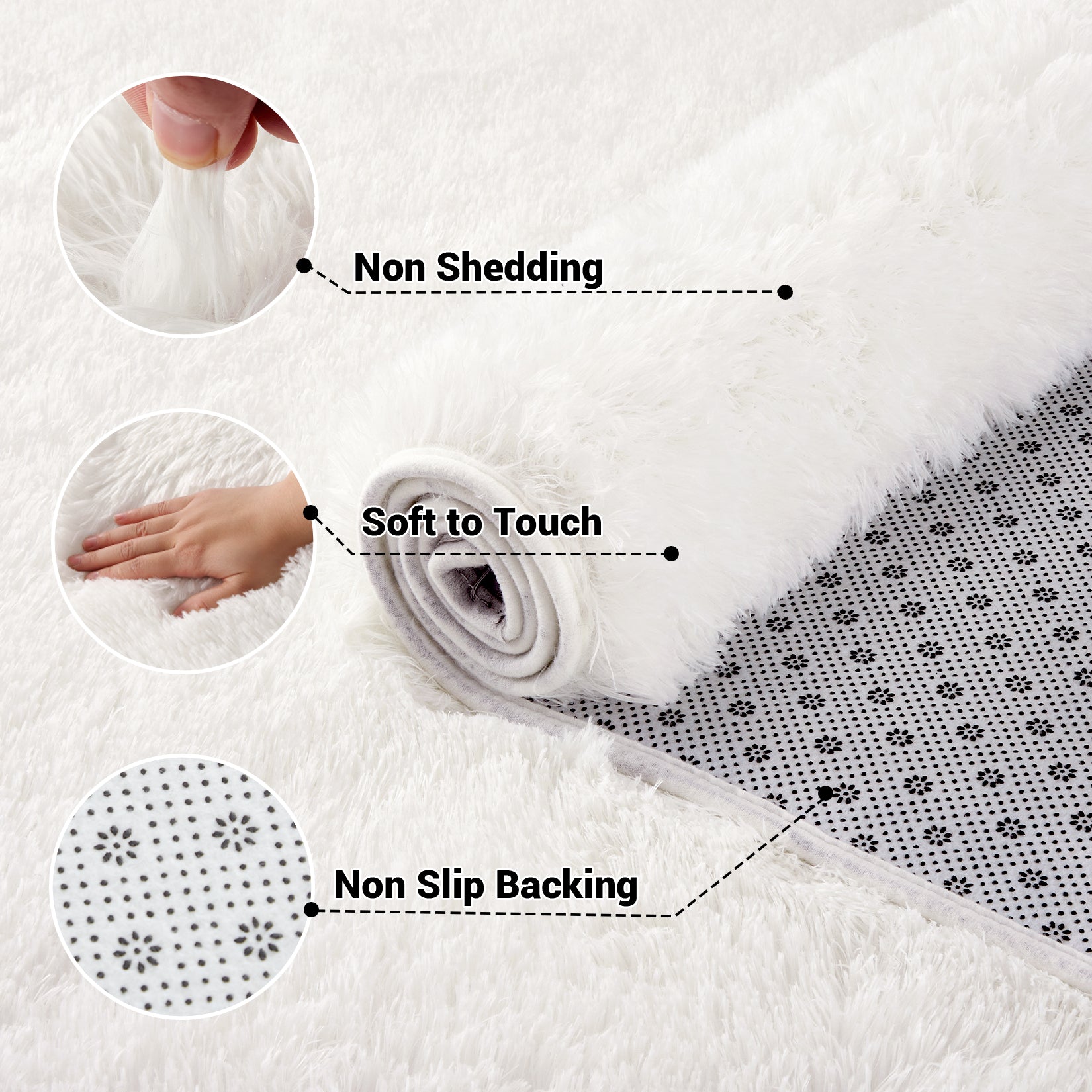 Garvee Fluffy & Sheepskin White 2x6 Shag Runner Rugs, Plush Fluffy Non-Slip for Bedroom Hallway Beside Kids Nursery Room
