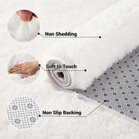 Garvee Fluffy & Sheepskin White 2x6 Shag Runner Rugs, Plush Fluffy Non-Slip for Bedroom Hallway Beside Kids Nursery Room