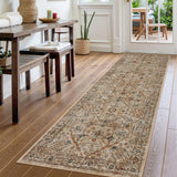 Garvee Hallway Runner Rug 2x6, Soft Vintage Washable Kitchen Runners, Boho Retro Low Pile Non-Slip Neutral Rug Runners for Hallways Bedroom Laundry Room, Beige and Orange - Beige/Orange