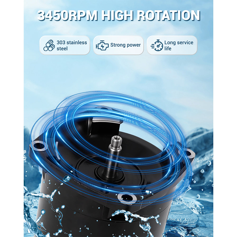 Garvee B2853 Pool Pump Motor Replacement 1.5HP 3450RPM Dual Voltage 115V/230V Compatible With A.O. Smith Century P56Y Frame Overheat Protection Swimming Pool Pump Parts
