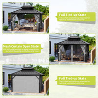Garvee 10'x12' Outdoor Patio Gazebo with Aluminum Alloy Iron Plate Double Roof Eaves Galvanized Sheet for Backyard Lawn Deck Grey