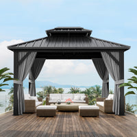 Garvee 10'x12' Outdoor Patio Gazebo with Aluminum Alloy Iron Plate Double Roof Eaves Galvanized Sheet for Backyard Lawn Deck Grey