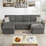 Garvee 127" Modern Kids U-Shaped Modular Sectional Sofa with Removable Washable Covers, Gray