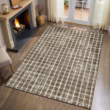 Garvee 3x5 Rug Non-Slip Washable Low-Pile Checkered Braided Geometric Print Indoor - Tan