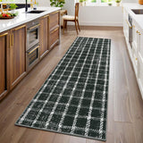 Garvee Runner Rug 2x6 Non-Slip Washable Low-Pile Checkered Braided Geometric Print for Kitchen Bathroom Hallway Indoor Black - Black