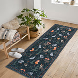 Garvee Soft Geometric Bedroom Rugs Memory Foam Carpet Floral Cozy Area Rugs for Living Room 0.3 Inch Foldable - Black