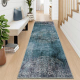 Garvee Washable Runner 2x6 Brown Ombre Rug Medallion Rug Soft Hallway Runner, Kitchen Runner with Non Slip Backing, Stain Resistant Low Pile Runner for Entryway, Bedside - Brown & Green