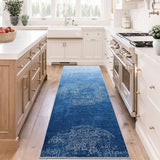 Garvee Washable Runner 2x6 Blue Ombre Rug Medallion Rug Soft Hallway Runner, Kitchen Runner with Non Slip Backing, Stain Resistant Low Pile Runner for Entryway, Bedside - Blue