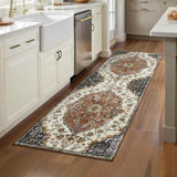 Garvee Vintage Washable Bedroom Rug - Soft Accent Rugs for Living Room, Non-Slip Non-Shedding Low-Pile Entryway Rug, Soft Print Pattern Indoor Rug - Red