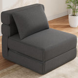 Garvee Modern Convertible Sleeper Chair with Upgraded Pillow, Foldable Memory Foam Sleepers, Comfy Floor Sofa - Dark Gray