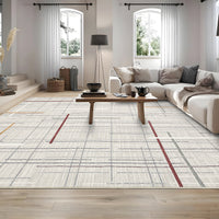 Garvee Washable Area Rug 5x7 Modern Rugs for Living Room Abstract Geometric Non Slip Ultra Thin Throw Rug Foldable Soft Stain Resistant Striped Accent Rug for Bedroom Playroom Nursery, Beige