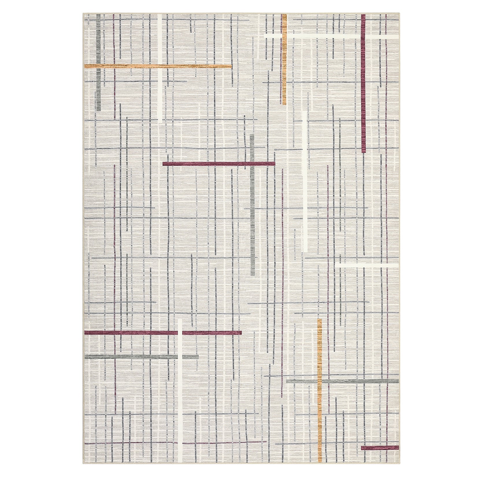 Garvee Washable Modern Rug 9x12 Large Linear Geometric Living Room Rug Non Slip Abstract Foldable Ultra Thin Accent Throw Rug Stain Resistant Soft Carpet for Home Office Decor, Beige