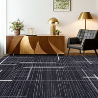 Garvee Washable Modern Rug 9x12 Large Linear Geometric Living Room Rug Non Slip Abstract Foldable Ultra Thin Accent Throw Rug Stain Resistant Soft Carpet for Home Office Decor, Black