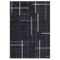Garvee Large Living Room Rug 10x13 Modern Abstract Washable Rug Geometric Non Slip Stain Resistant Soft Floor Cover Foldable Low Pile Striped Area Rug for Bedroom Dining Room Nursery, Black