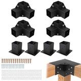 Garvee Pergola Kit, Heavy-Duty Carbon Steel Gazebo Kit with 4 3-Way Corner Brackets, 4 Post Bases for 4"x 4" Lumber, Perfect for Outdoor Patio Gazebos Log Cabins Pergola Hardware, Black - Black