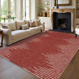 Garvee 8x10 Red Stripe Geometric Area Rugs for Living Room Indoor Farmhouse Washable Rug Modern Minimalistic Floor Carpet Non Shedding Mat for Bedroom Dining Room Office Home Decor - Red