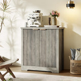 Garvee Fluted Buffet Cabinet with Storage, 30" Large Sideboard Modern Credenza with 4 Doors & Adjustable Shelves, Farmhouse Media Console Storage Cabinets for Living Room Entryway, Grey - Grey