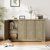 Garvee Fluted Buffet Cabinet with Storage, 56" Large Sideboard Modern Credenza with 4 Doors & Adjustable Shelves, Farmhouse Media Console Storage Cabinets for Living Room Entryway, Oak - Oak