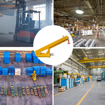 Garvee Forklift Jib Boom Crane 6000LB Capacity - Adjustable Heavy-Duty Steel Fork Mounted Hooks for Warehouse Material Handling