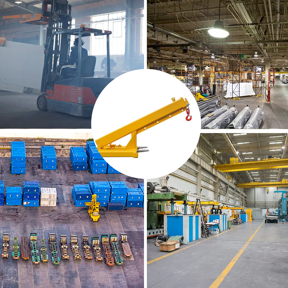 Garvee Forklift Jib Boom Crane 6000LB Capacity - Adjustable Heavy-Duty Steel Fork Mounted Hooks for Warehouse Material Handling