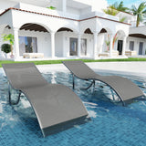 Garvee Outdoor Chaise Lounge Set of 2 Adjustable Reclining Poolside Chairs, Weather-Resistant, Heavy-Duty & Comfortable Sunbathing Loungers, Dark Gray - Dark Gray