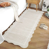 Garvee Washable Area Rug 2x8 Scalloped Rugs for Living Room Solid Carpet 2x8 Area Rugs for Bedroom Nursery Dining Room Non-Slip Stain Resistant Under Table Rug - Scalloped|Cream White