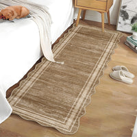 Garvee Modern Camel 2x6 Washable Runner Rug with Scalloped Edges, Non-Slip Backing, Low-Pile Soft Carpet, Durable Machine-Woven Fibers, for Hallway Entryway