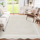 Garvee 4x6 Washable Scalloped Area Rug, Non-Slip Cream White Low-Pile Rug for Living Room, Bedroom, Kitchen, Bathroom & Entryway - Scalloped|Cream White