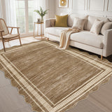 Garvee Modern Camel 10x13 Large Abstract Area Washable Rug for Living Room, Non-Slip Soft Carpet for Bedroom, Irregular Low-Pile Foldable Print Accent Rug for Dining Room Home Office - Camel