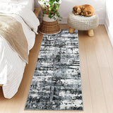 Garvee Modern Abstract Runner Rug 2x6 Washable Rug for Hallway, Non Slip Kitchen Rug, Low Pile Soft Entryway Carpet, Indoor Foldable Printed Rug for Kitchen Bedroom Laundry Room, Gray - Gray