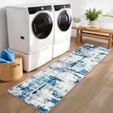 Garvee Modern Abstract Runner Rug 2 x 6 Washable Rug for Hallway, Non Slip Kitchen Rug, Low Pile Soft Entryway Carpet, Indoor Foldable Printed Rug for Kitchen Bedroom Laundry Room, Blue - Blue