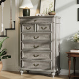 Garvee Farmhouse 7 Drawer Dressers with 3 Different Sizes Drawers, Wooden Dresser Organizer for Bedroom, Living Room, Gray - Gray