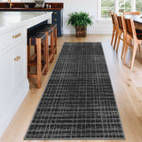 Garvee Runner Rug 2x6 Modern Washable Entryway Runners Non Slip Foldable Contemporary Abstract Throw Rug Low Pile Soft Plaid Print Accent Rug for Kitchen, Bathroom, Hallway, Black - Black