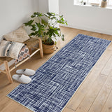 Garvee 2x6 Runner Rug, Modern Solid Low-Pile Washable Rugs, Non-Slip Stain-Resistant Non Shedding, Indoor/Outdoor Mat Runners Carpet for Kitchen Bathroom Living Room Bedroom, Blue - Blue
