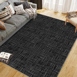 Garvee 10x13 Area Rugs, Modern Solid Low-Pile Washable Rugs, Non-Slip Stain-Resistant Non Shedding, Indoor/Outdoor Mat Runners Carpet for Kitchen Bathroom Living Room Bedroom, Black - Black