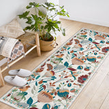 Garvee Boho Bird Area Rug Washable Floral Bedroom Low-Pile Soft Playroom Carpet, Jungle Pattern Vintage Indoor Floor Rug for Living Room and Nursery - Beige