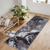 Garvee 2'x6' Runner Rug Soft Modern Abstract Boho Washable Large Machine Rug Non-Slip Low Pile Carpets for Bedroom Entryway Office Dining Table Black - Black