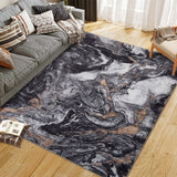 Garvee 5' x 7' Marble Area Rug, Modern Abstract Boho Washable Non-Slip Low-Pile Carpet for Living Room & Bedroom, Black & Gray Marble - Black & Gray Marble