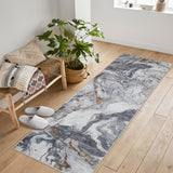 Garvee 2'x6' Runner Rug Soft Modern Abstract Boho Washable Large Machine Rug Non-Slip Low Pile Carpets for Bedroom Entryway Office Dining Table Gray - Gray