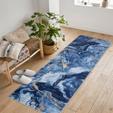 Garvee 2'x6' Runner Rug Soft Modern Abstract Boho Washable Large Machine Rug Non-Slip Low Pile Carpets for Bedroom Entryway Office Dining Table Blue - Blue