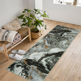 Garvee Dark Green 2x6 Runner Rug Soft Modern Abstract Boho Washable Large Machine Rug Non-Slip Low Pile Carpets for Bedroom Entryway Office Dining Table - Dark Green