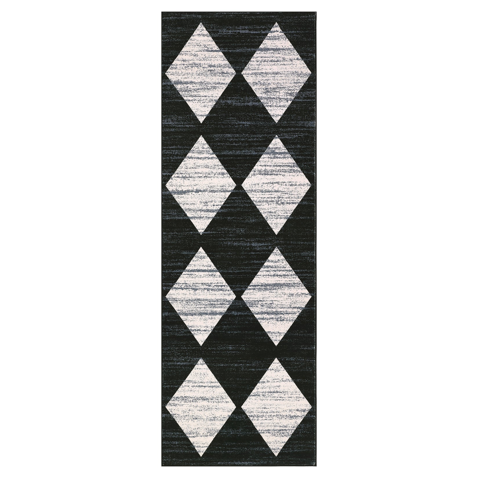Garvee Plaid Black 2x6 Washable Runner Rug Modern Geometric Carpet Runner with Non-Slip Backing, Contemporary Accent Carpet, Foldable Low Pile Indoor Mat for Bedroom, Kitchen, Laundry