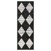 Garvee Plaid Black 2x6 Washable Runner Rug Modern Geometric Carpet Runner with Non-Slip Backing, Contemporary Accent Carpet, Foldable Low Pile Indoor Mat for Bedroom, Kitchen, Laundry