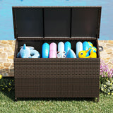 Garvee 182 Gallon Large Outdoor Deck Box with Wheels - Waterproof Rattan Storage for Patio Cushions & Pool Accessories, Flip Lid, Easy Assembly, Dark Brown - Dark Brown
