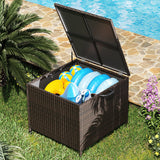 Garvee 90 Gallon Outdoor Storage Deck Box with Wheels - Weatherproof Rattan Resin Bin for Patio Cushions & Garden Tools, Flip Lid, Dark Brown Gradient - Dark Brown Gradient
