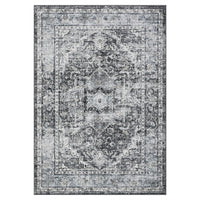 Garvee Area Rug 8x10 Washable Rug Retro Gray Vintage Large Rug Traditional Floor Cover Thin Rug Retro Kitchen Indoor Distressed Non Slip Carpet Floral Print Mat Living Room Bedroom Dining Room